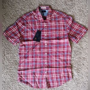 Good Man Brand Red Plaid Short Sleeve Button Down Shirt NWT